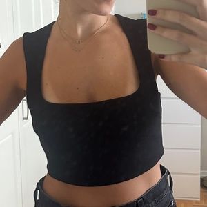 Danielle Guizio Black Crop Top